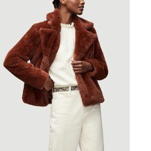 Frame  Faux Fur Wide Collar Coat -- "Tawny" size small